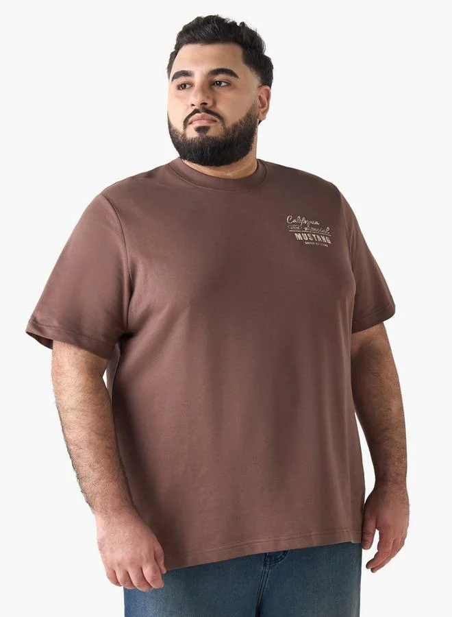 ماكسيم Men Regular Fit Round Neck Short Sleeve Ford Mustang Print T-shirt